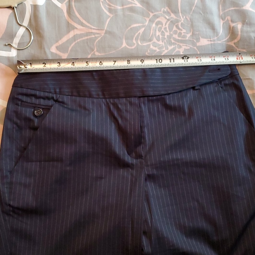 Pinstripe Menswear Cuffed Leg Crop Pants